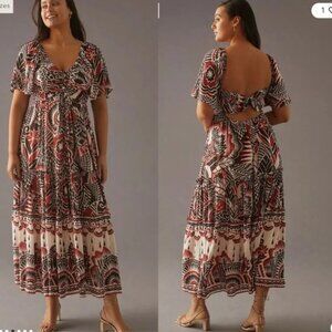 Anthropologie Tiered Maxi Dress (two buttons missing)